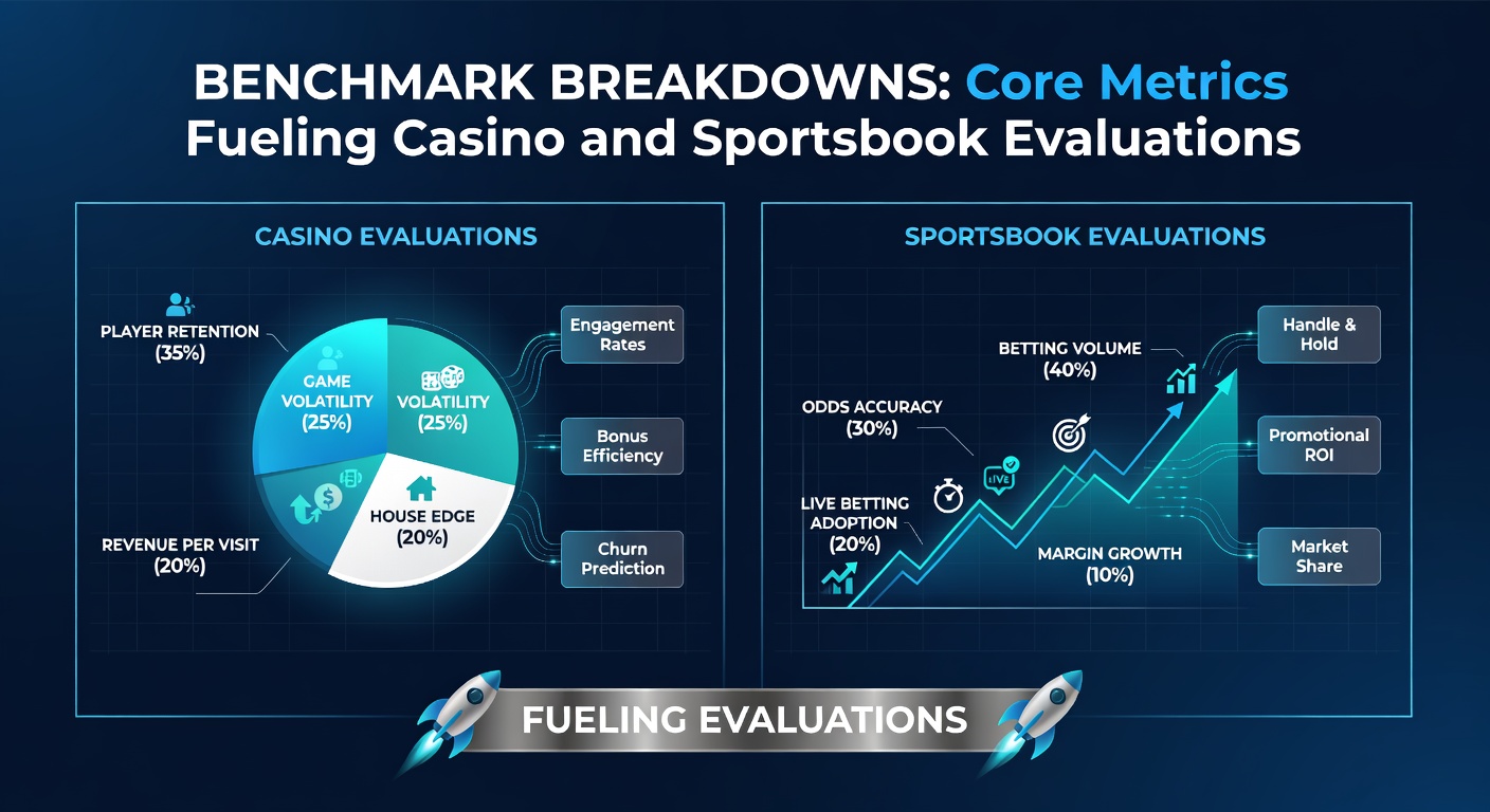 Grafiek met kernbenchmarks voor casino- en sportsbook-prestaties, inclusief RTP en odds-curves