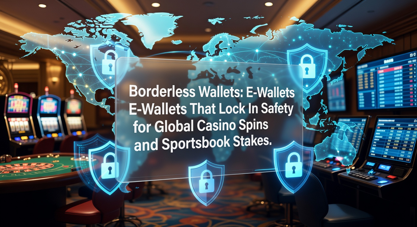 Digitale weergave van een grensloze e-wallet met wereldkaart en sloten voor casino- en sportsbook-veiligheid
