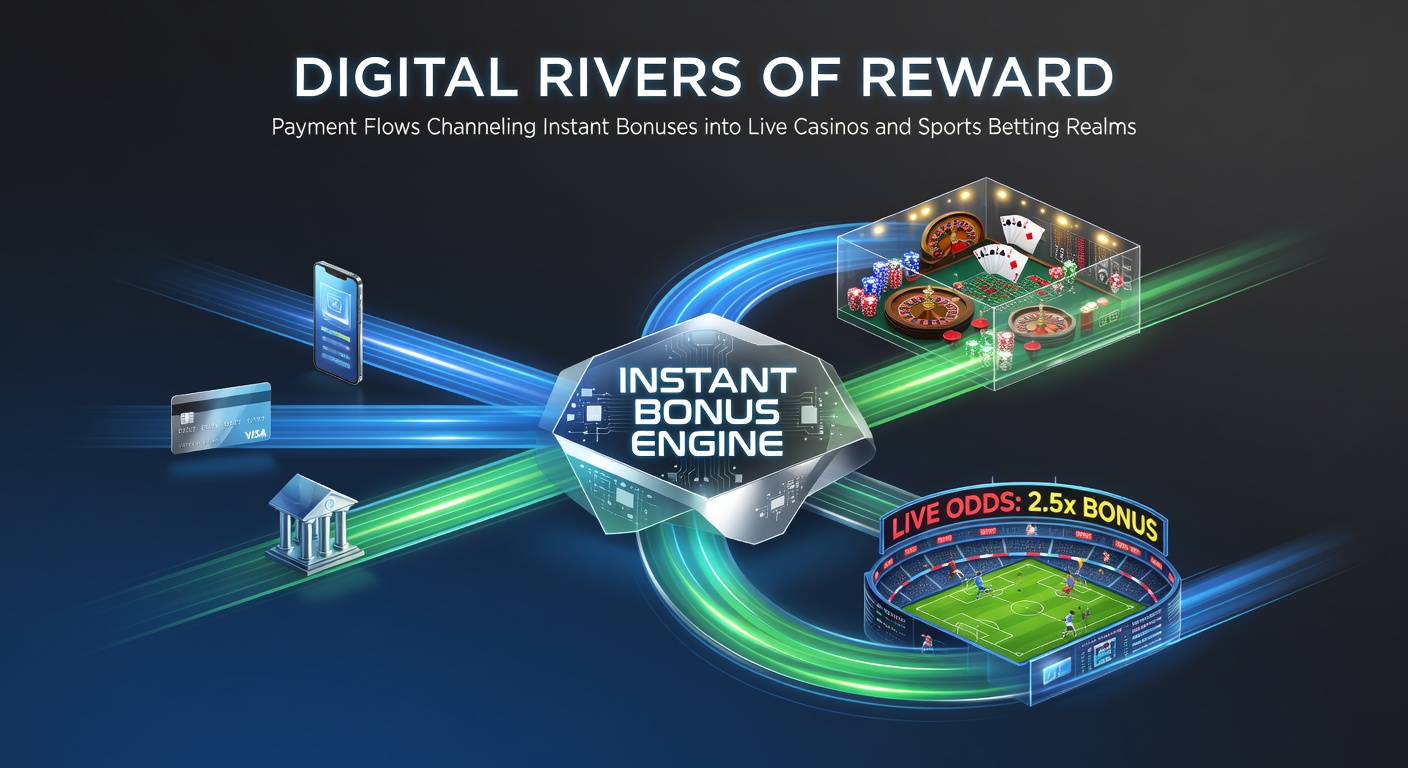Grafische weergave van digitale betalingsstromen die bonussen doorsturen naar live casino tafels en sportweddenschappen platforms
