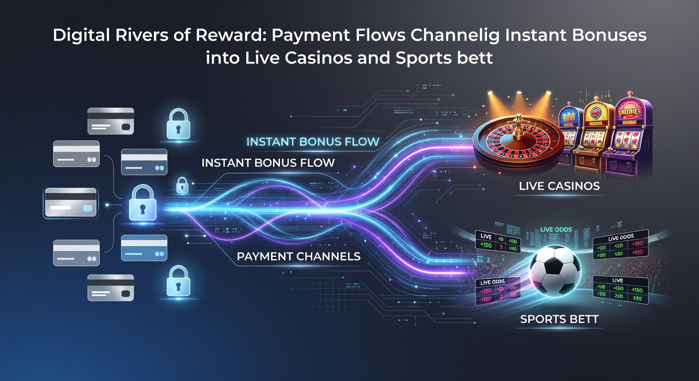 Visualisatie van snelle crypto- en fiat-betalingsroutes die bonussen injecteren in sportweddenschappen en live casino sessies