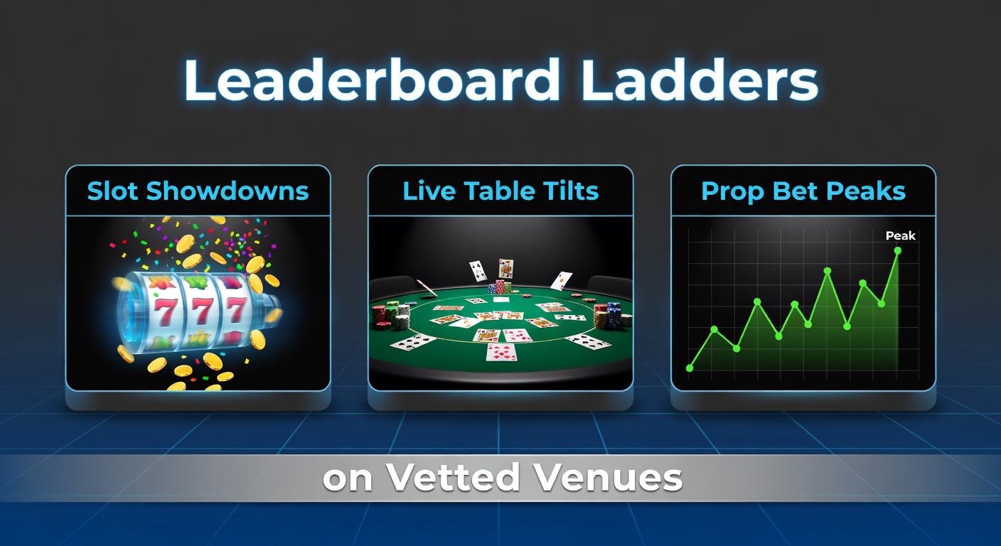 Dynamische leaderboard met klimmende spelers in een online casino-omgeving, slots en live tafels in actie