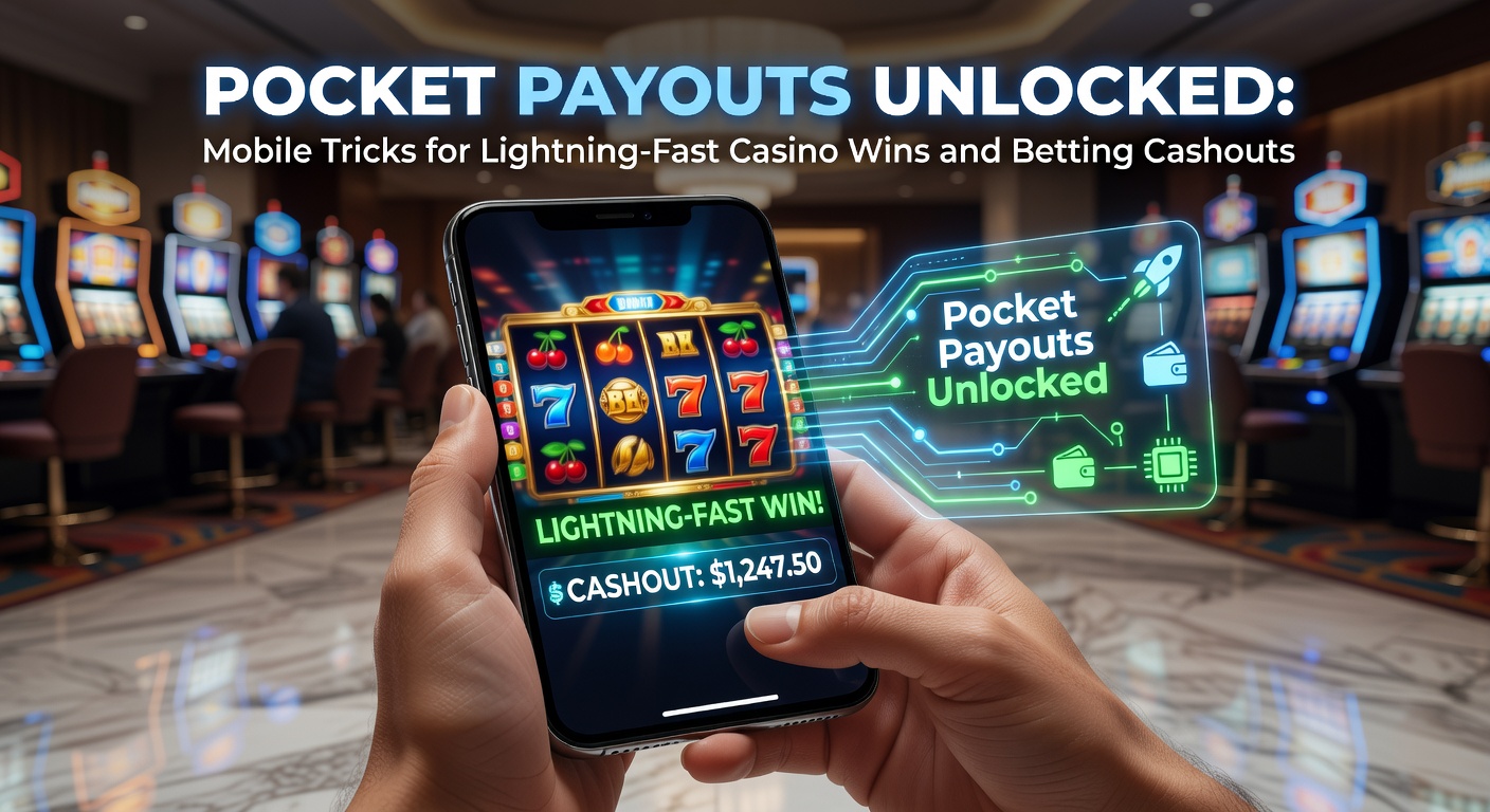 Mobiele telefoon met open casino-app en bliksemsnel uitbetalingsicoon, symboliserend snelle pocket payouts