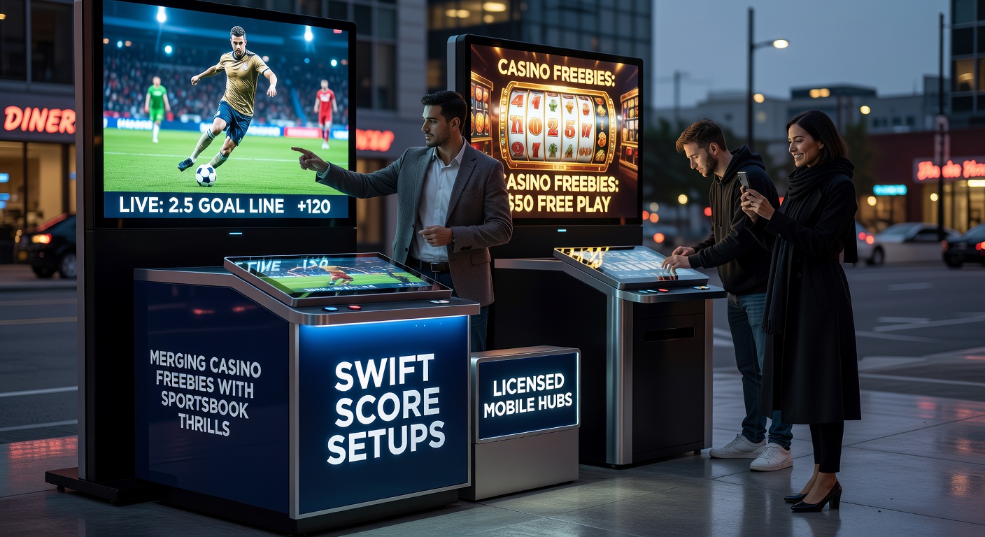 Mobiel scherm toont gelicenseerde hub met casino free spins en live sportweddenschappen, naadloos geïntegreerd voor snelle actie