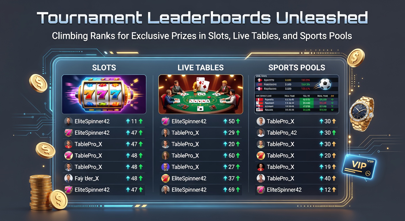 Spannende leiderbordweergave met klimmende spelers in een casino-toernooi, volop actie in slots en live games